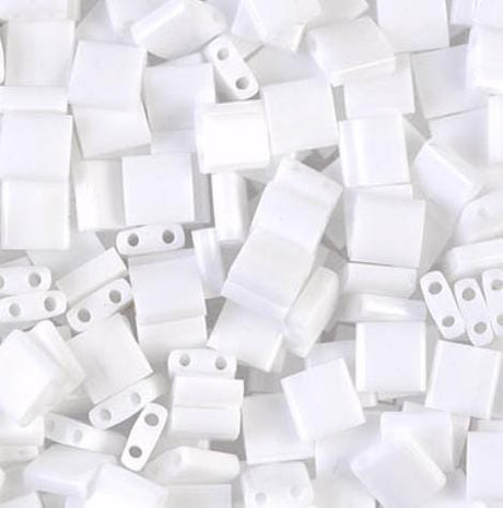 Miyuki Tila Beads-Tila, Half Tila or Quarter Tila, White - 402, 5 grams