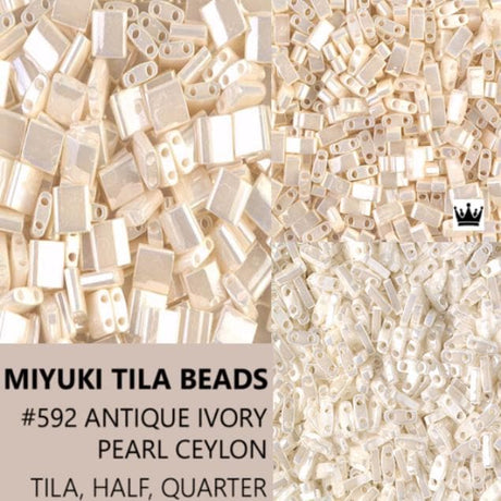 Miyuki Tila Beads-Tila, Half Tila or Quarter Tila, Antique Ivory Pearl Ceylon - 592