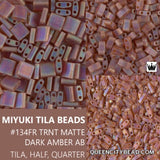 Miyuki Tila Beads-Tila, Half Tila or Quarter Tila, Matte Transparent Dark Topaz AB - 134FR