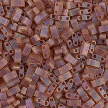 Miyuki Tila Beads-Tila, Half Tila or Quarter Tila, Matte Transparent Dark Topaz AB - 134FR, 5 grams