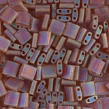 Miyuki Tila Beads-Tila, Half Tila or Quarter Tila, Matte Transparent Dark Topaz AB - 134FR, 5 grams