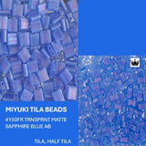 Miyuki Tila Beads-Tila or Half Tila Matte Transparent Sapphire Blue AB - 150FR
