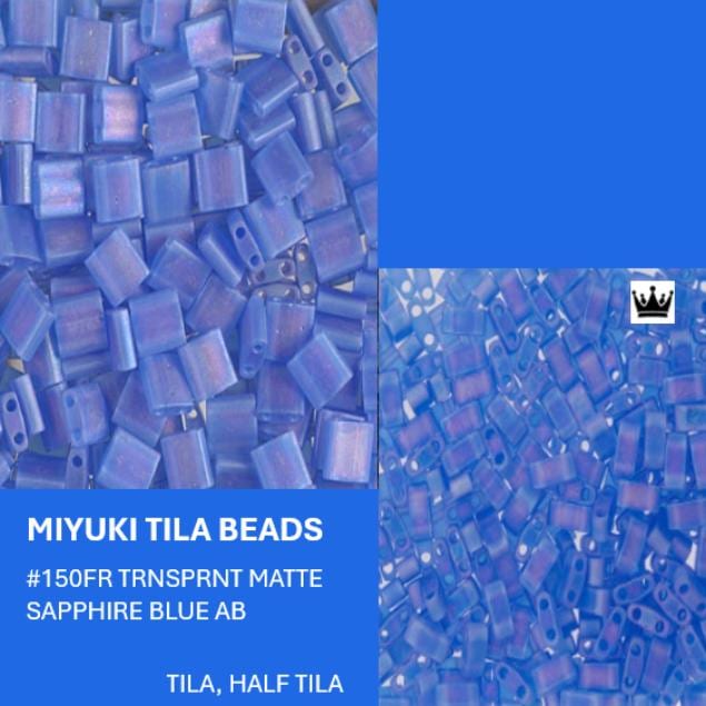 Miyuki Tila Beads-Tila or Half Tila Matte Transparent Sapphire Blue AB - 150FR
