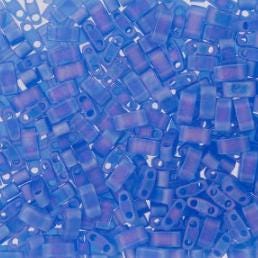 Miyuki Tila Beads-Tila or Half Tila Matte Transparent Sapphire Blue AB - 150FR, 5 grams