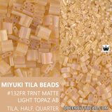 Miyuki Tila Beads-Tila, Half Tila or Quarter Tila, Matte Transparent Light Topaz AB - 132FR