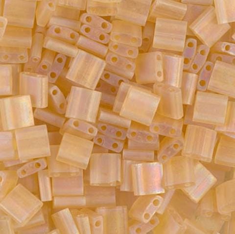 Miyuki Tila Beads-Tila, Half Tila or Quarter Tila, Matte Transparent Light Topaz AB - 132FR, 5 grams