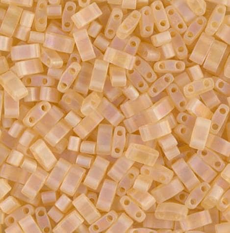 Miyuki Tila Beads-Tila, Half Tila or Quarter Tila, Matte Transparent Light Topaz AB - 132FR, 5 grams