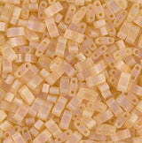 Miyuki Tila Beads-Tila, Half Tila or Quarter Tila, Matte Transparent Light Topaz AB - 132FR, 5 grams
