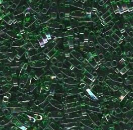 Miyuki Tila Beads-Tila, Half Tila or Quarter Tila, Transparent Green AB - 179, 5 grams