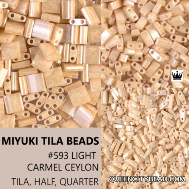 Miyuki Tila Beads-Tila, Half Tila or Quarter Tila, Light Caramel Ceylon - 593