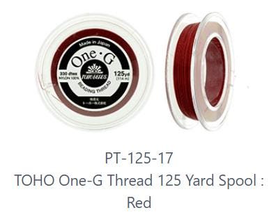 One-G Toho Nylon Beading Thread Red-50 Yards