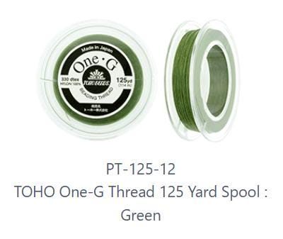 One-G Toho Green Nylon Beading Thread 50, 125 Yards