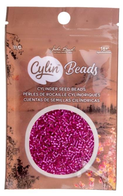 Cylin Bead 11/0 Fuchsia Silver Lined - 25 G Bag-CY11-1216