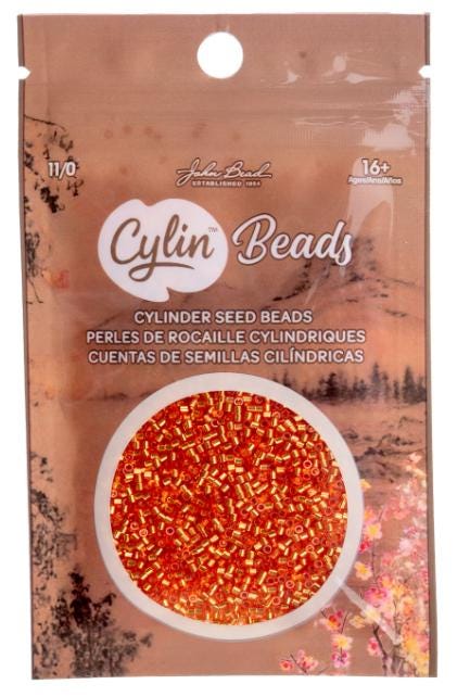 Cylin Bead 11/0 Orange Silver Lined - 25 G Bag-CY11-1201