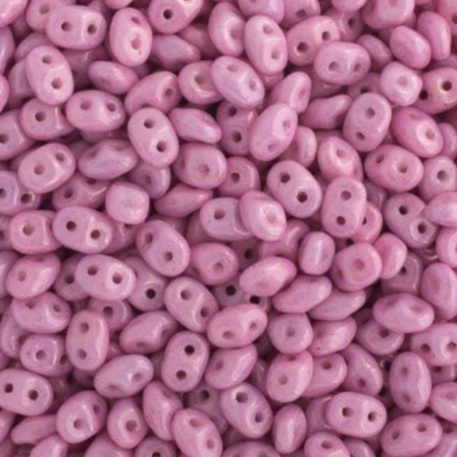 Superduo Chalk Lila Luster, 2-hole bead 2.5x5mm Czech Glass