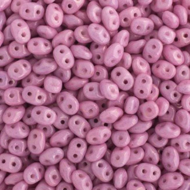 Superduo Chalk Lila Luster, 2-hole bead 2.5x5mm Czech Glass