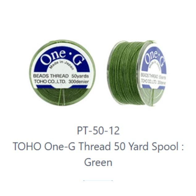 One-G Toho Green Nylon Beading Thread 50, 125 Yards