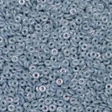 O Bead Chalk Blue Luster, 1X4MM Czech Glass 14464, 5 grams or 10 grams