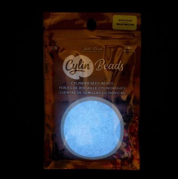 Cylin Bead 11/0 White to Sky *Glow in the Dark* - 25 G Bag-CY11-1136