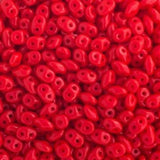 SuperDuo Opaque Coral Red, 2-hole bead 2.5mm x 5mm Czech Glass-93200