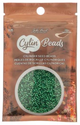 Cylin Bead 11/0 Silver Lined Emerald - 25 G Bag-CY11-1042