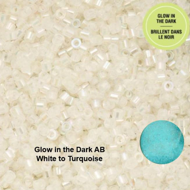 Cylin Bead 11/0 Glow in the Dark AB - White to Turquoise - 25 G Bag-CY11-1115