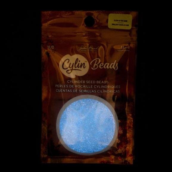Cylin Bead 11/0 Glow in the Dark AB - White to Turquoise - 25 G Bag-CY11-1115
