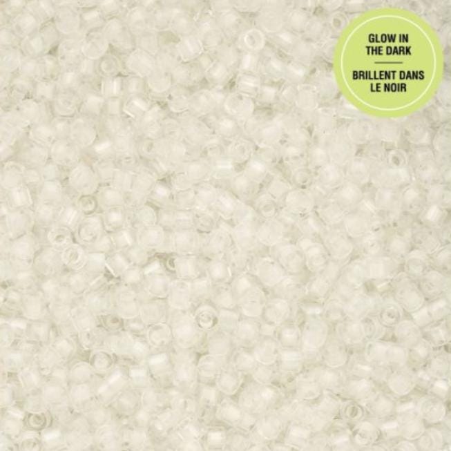 Cylin Bead 11/0 Glow in the Dark - White to Green - 25 G Bag-CY11-1134