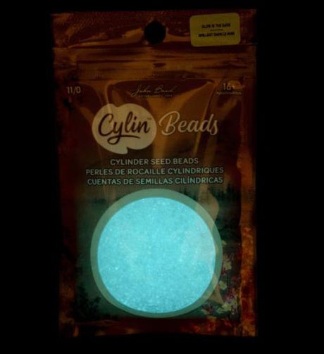 Cylin Bead 11/0 Glow in the Dark - White to Turquoise - 25 G Bag-CY11-113