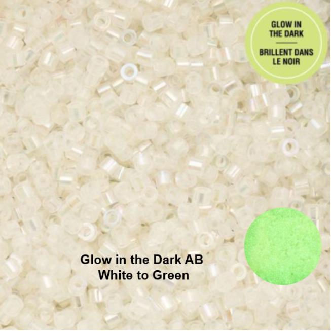 Cylin Bead 11/0 Glow in the Dark AB - White to Green - 25 G Bag-CY11-1114