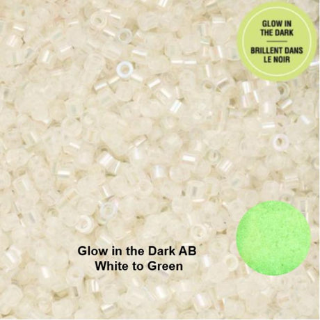Cylin Bead 11/0 Glow in the Dark AB - White to Green - 25 G Bag-CY11-1114