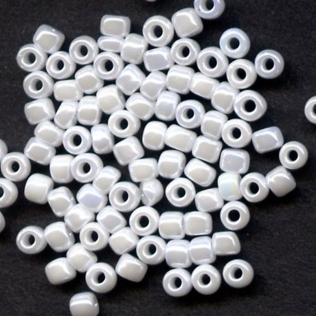Miyuki 8/0 Opaque White Luster, 420 Japanese Glass Seed Beads-10 Grams